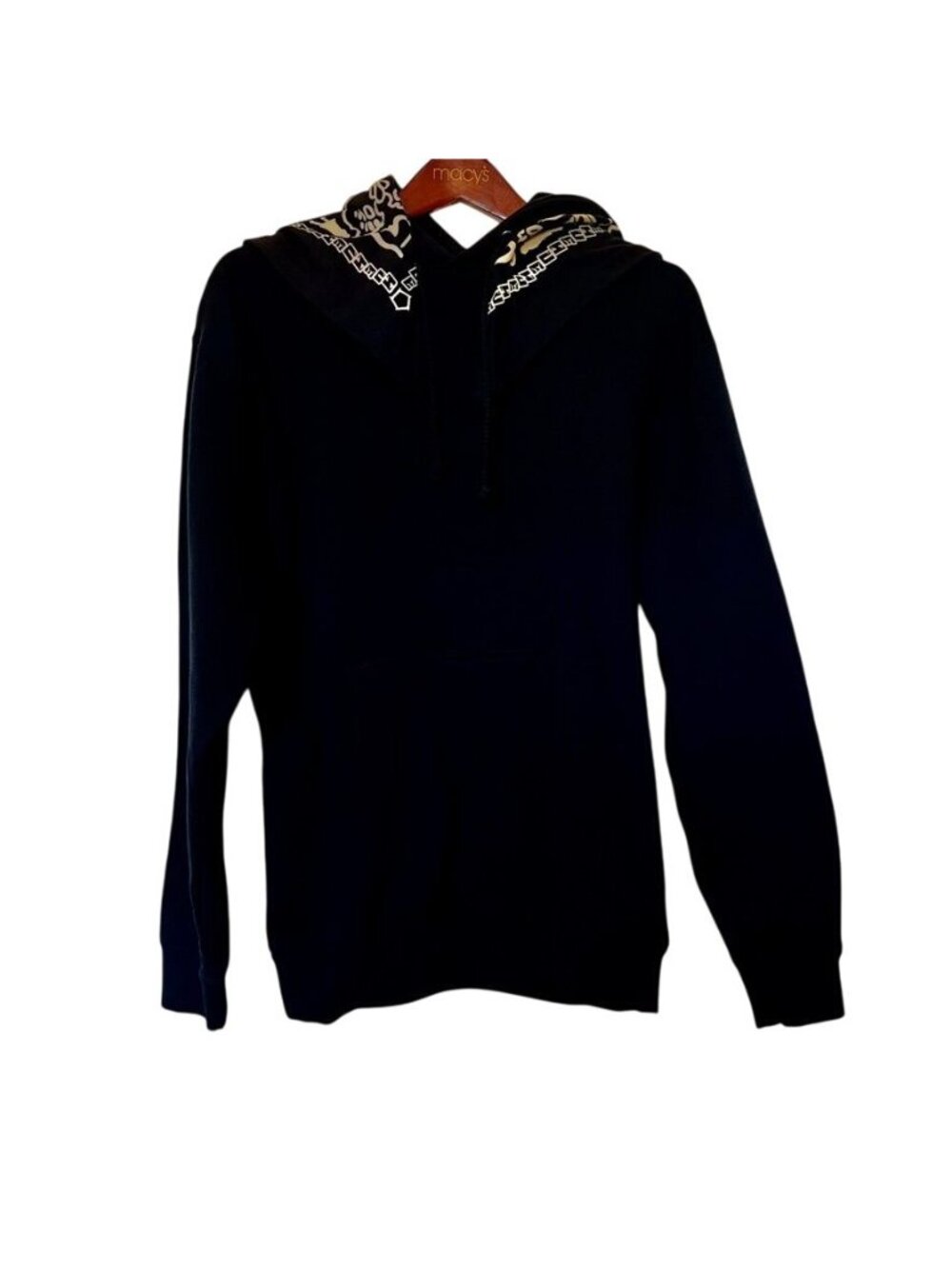 Hue Arcadia Black Bandana Hood Graphic Babushka Hoodie Y2K Skate Punk Streetwear - Picture 2 of 15